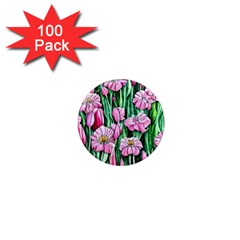 Blushing Bold Botanical Watercolor Flowers 1  Mini Magnets (100 Pack)  by GardenOfOphir