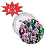 Blushing Bold Botanical Watercolor Flowers 1 75  Buttons (100 Pack)  by GardenOfOphir