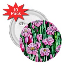 Blushing Bold Botanical Watercolor Flowers 2 25  Buttons (10 Pack)  by GardenOfOphir