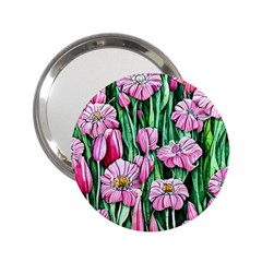 Blushing Bold Botanical Watercolor Flowers 2 25  Handbag Mirrors by GardenOfOphir