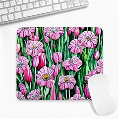 Blushing Bold Botanical Watercolor Flowers Large Mousepad by GardenOfOphir