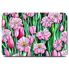 Blushing Bold Botanical Watercolor Flowers Large Doormat by GardenOfOphir