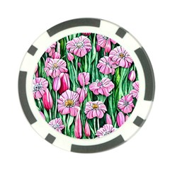 Blushing Bold Botanical Watercolor Flowers Poker Chip Card Guard (10 Pack) by GardenOfOphir