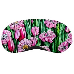 Blushing Bold Botanical Watercolor Flowers Sleeping Mask by GardenOfOphir