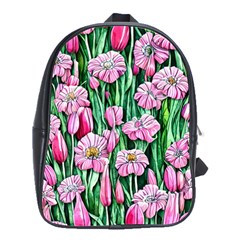 Blushing Bold Botanical Watercolor Flowers School Bag (large) by GardenOfOphir