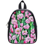 Blushing Bold Botanical Watercolor Flowers School Bag (Small) Front