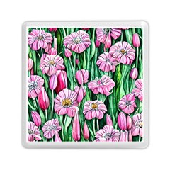 Blushing Bold Botanical Watercolor Flowers Memory Card Reader (square) by GardenOfOphir