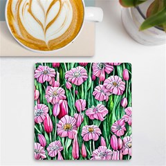 Blushing Bold Botanical Watercolor Flowers Uv Print Square Tile Coaster  by GardenOfOphir