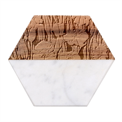 Blushing Bold Botanical Watercolor Flowers Marble Wood Coaster (hexagon) 