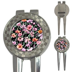 Clustered Watercolor Flowers 3-in-1 Golf Divots by GardenOfOphir