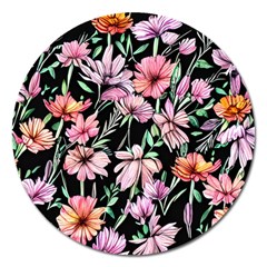 Clustered Watercolor Flowers Magnet 5  (round) by GardenOfOphir