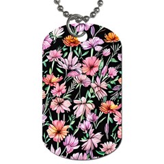 Clustered Watercolor Flowers Dog Tag (one Side) by GardenOfOphir