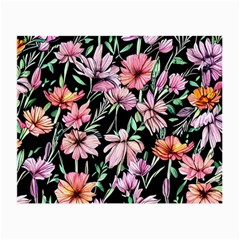 Clustered Watercolor Flowers Small Glasses Cloth