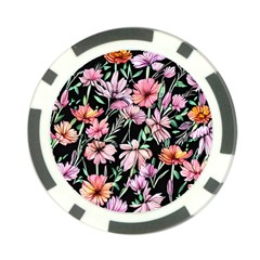 Clustered Watercolor Flowers Poker Chip Card Guard by GardenOfOphir