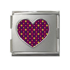 Purple Background Graphic Decor Backdrop Design Art Mega Link Heart Italian Charm (18mm) by Ravend