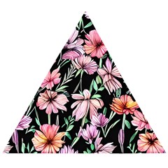 Clustered Watercolor Flowers Wooden Puzzle Triangle by GardenOfOphir