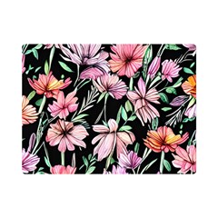 Clustered Watercolor Flowers One Side Premium Plush Fleece Blanket (mini)