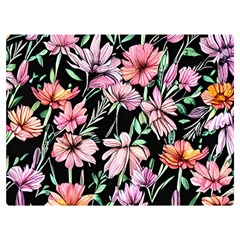 Clustered Watercolor Flowers One Side Premium Plush Fleece Blanket (extra Small) by GardenOfOphir