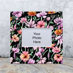 Clustered Watercolor Flowers White Box Photo Frame 4  X 6 