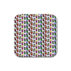 Stickman Kids Doodle Paper Children Group Rubber Square Coaster (4 Pack)