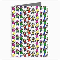 Stickman Kids Doodle Paper Children Group Greeting Cards (pkg Of 8) by Ravend