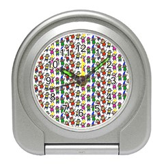 Stickman Kids Doodle Paper Children Group Travel Alarm Clock by Ravend