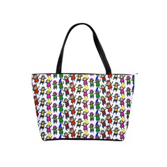 Stickman Kids Doodle Paper Children Group Classic Shoulder Handbag by Ravend