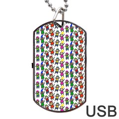 Stickman Kids Doodle Paper Children Group Dog Tag Usb Flash (one Side) by Ravend