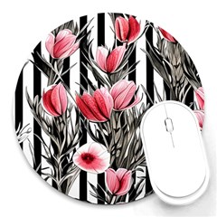 Chic Watercolor Flowers Round Mousepad by GardenOfOphir