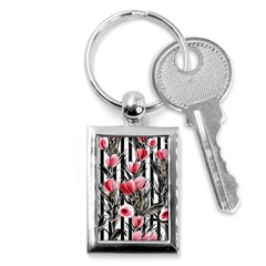 Chic Watercolor Flowers Key Chain (rectangle) by GardenOfOphir