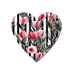 Chic Watercolor Flowers Heart Magnet by GardenOfOphir