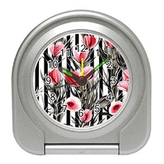 Chic Watercolor Flowers Travel Alarm Clock by GardenOfOphir