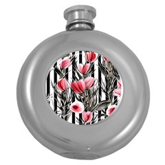 Chic Watercolor Flowers Round Hip Flask (5 Oz) by GardenOfOphir