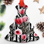 Chic Watercolor Flowers Christmas Tree Ornament (Two Sides) Back