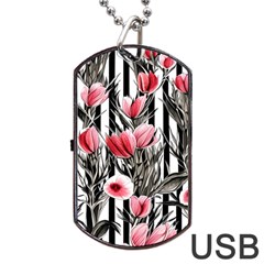 Chic Watercolor Flowers Dog Tag Usb Flash (two Sides) by GardenOfOphir