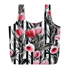 Chic Watercolor Flowers Full Print Recycle Bag (l) by GardenOfOphir