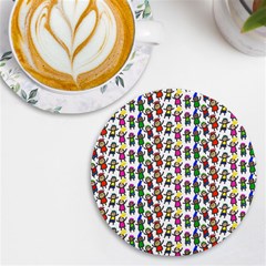 Stickman Kids Doodle Paper Children Group Uv Print Round Tile Coaster by Ravend