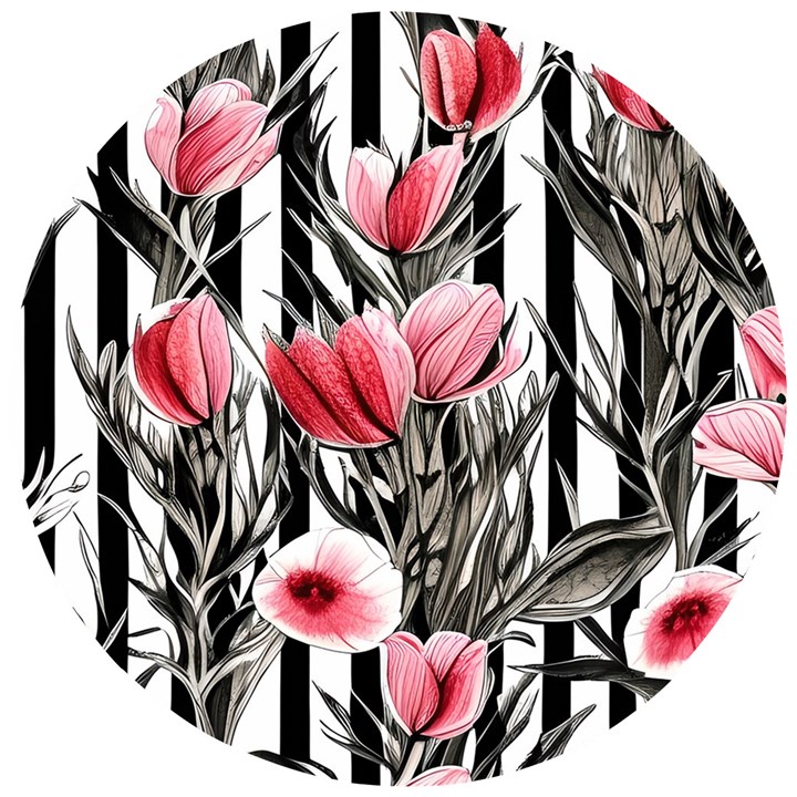 Chic Watercolor Flowers Wooden Puzzle Round