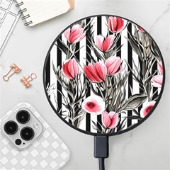 Chic Watercolor Flowers Wireless Fast Charger(black) by GardenOfOphir