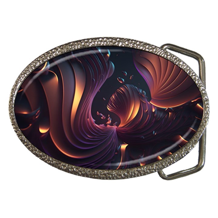 Ai Generated Swirls Space Design Fractal Light 3d Art Pattern Belt Buckles