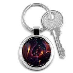 Ai Generated Swirls Space Design Fractal Light 3d Art Pattern Key Chain (round) by Ravend