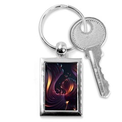 Ai Generated Swirls Space Design Fractal Light 3d Art Pattern Key Chain (rectangle) by Ravend