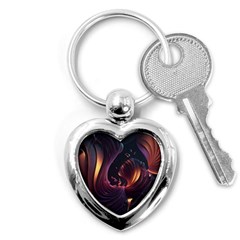 Ai Generated Swirls Space Design Fractal Light 3d Art Pattern Key Chain (heart) by Ravend