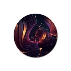 Ai Generated Swirls Space Design Fractal Light 3d Art Pattern Rubber Coaster (round) by Ravend