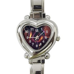 Ai Generated Swirls Space Design Fractal Light 3d Art Pattern Heart Italian Charm Watch by Ravend