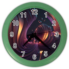 Ai Generated Swirls Space Design Fractal Light 3d Art Pattern Color Wall Clock by Ravend