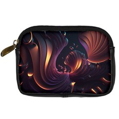 Ai Generated Swirls Space Design Fractal Light 3d Art Pattern Digital Camera Leather Case by Ravend