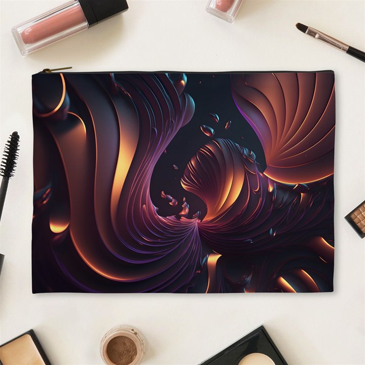 Ai Generated Swirls Space Design Fractal Light 3d Art Pattern Cosmetic Bag (XL)