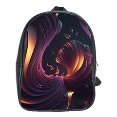 Ai Generated Swirls Space Design Fractal Light 3d Art Pattern School Bag (xl) by Ravend