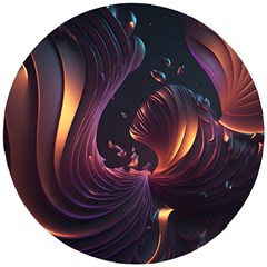 Ai Generated Swirls Space Design Fractal Light 3d Art Pattern Wooden Puzzle Round by Ravend